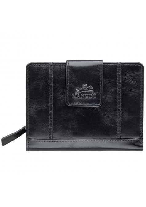 Mancini CASABLANCA Ladies' RFID Secure Medium Clutch Wallet - Black