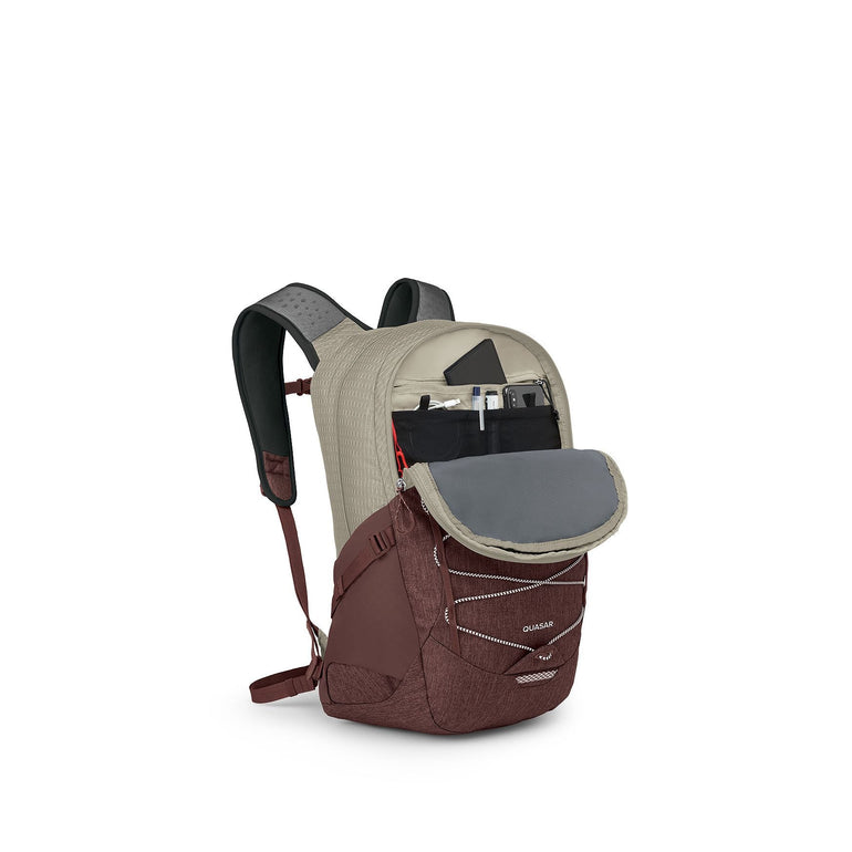 Osprey Quasar 26 Everyday Commute Backpack - Sawdust Tan/Raisin Red